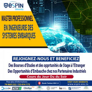 Master Professionnel en Ingénierie des Systèmes Embarqués à ESPIN Sfax