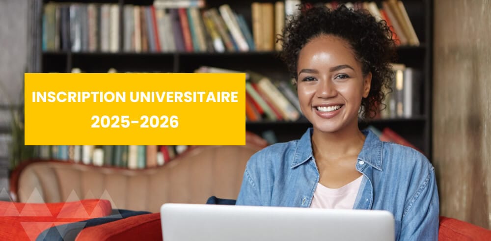 Étudiante africaine effectuant son inscription universitaire 2025-2026 en ligne